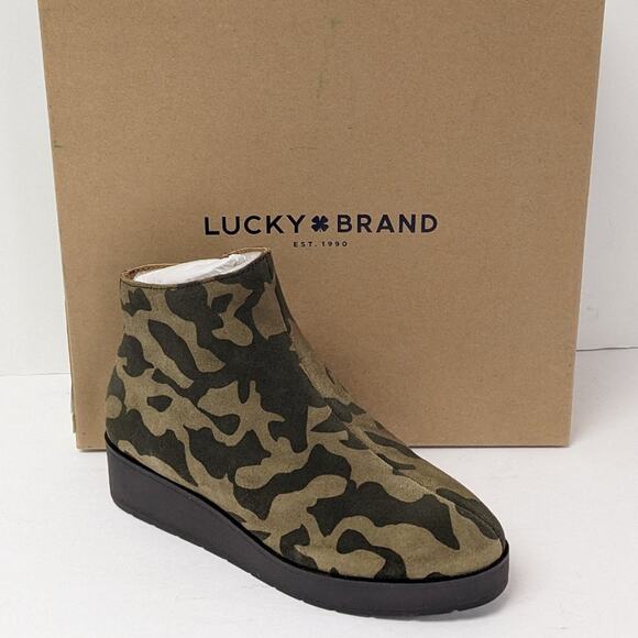 Lucky Brand Karmeya Ankle Boots, Green Camo, Women's 6 M - Picture 1 of 7